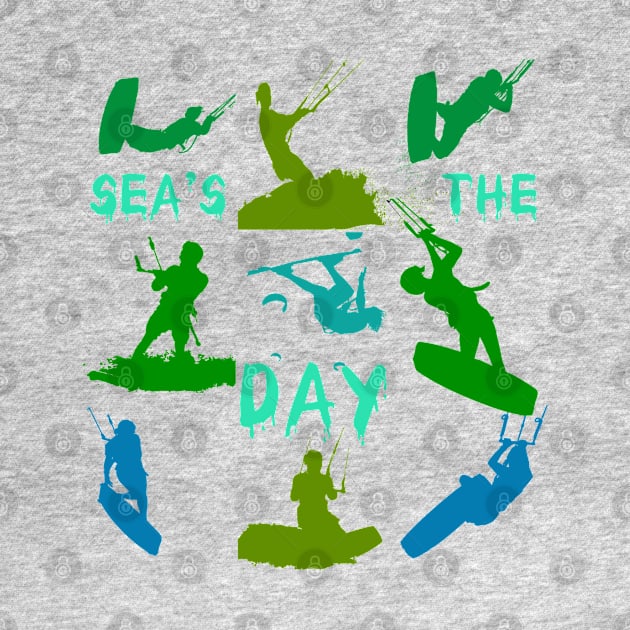 Kitesurfer Silhouette Pattern With Seas The Day Quote by taiche